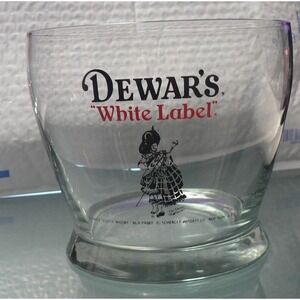Dewar's‎ The Highlander Scotch Whiskey White Label Clear Glass Logo Ice Bucket